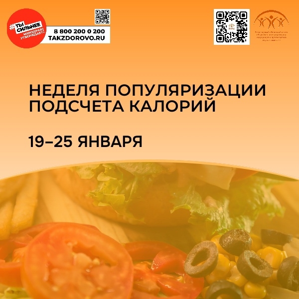 Неделя популяризации подсчета калорий проводит Минздрав РФ с 19 по 25 января
